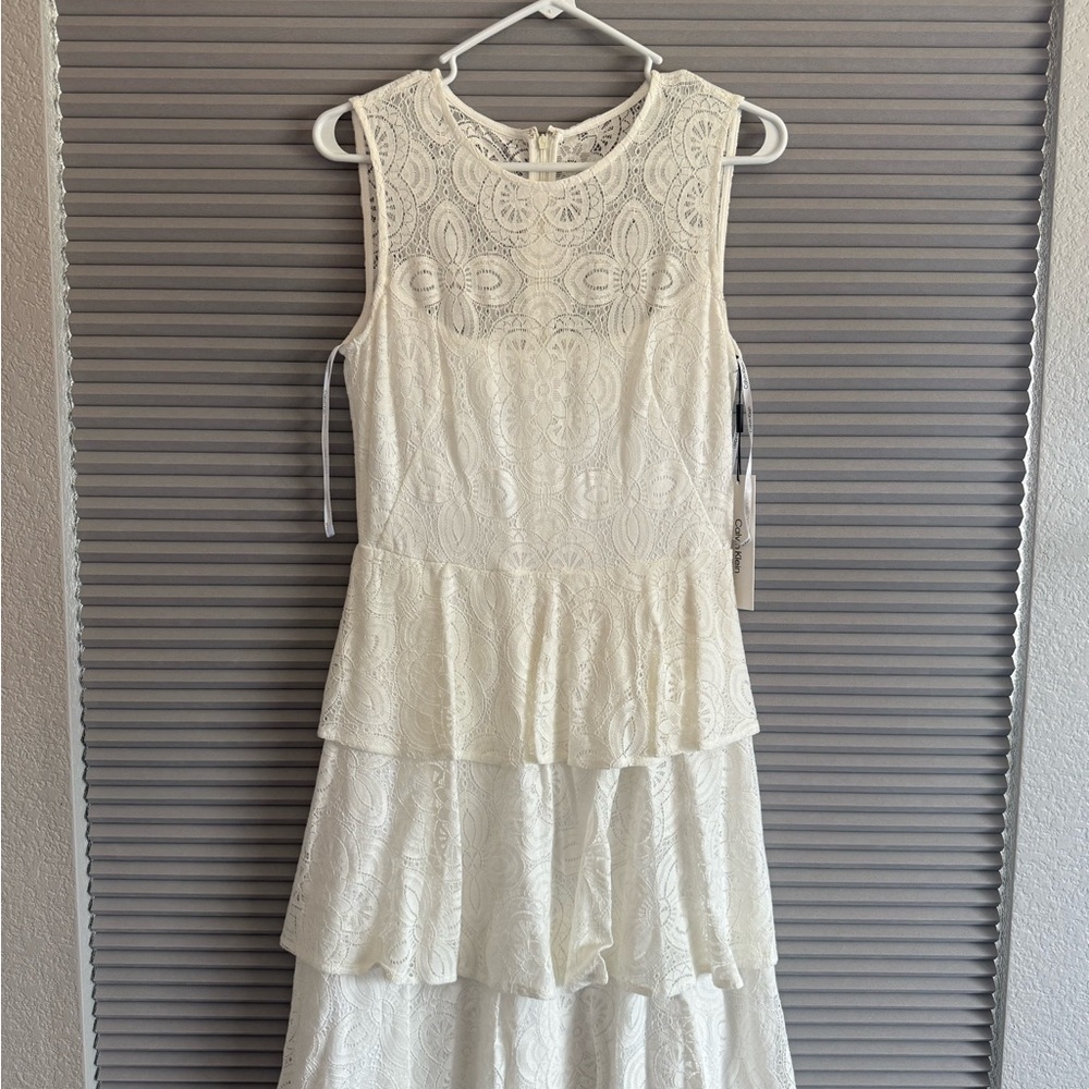 Calvin Klein Tiered Short Party Fit and Flare Dress